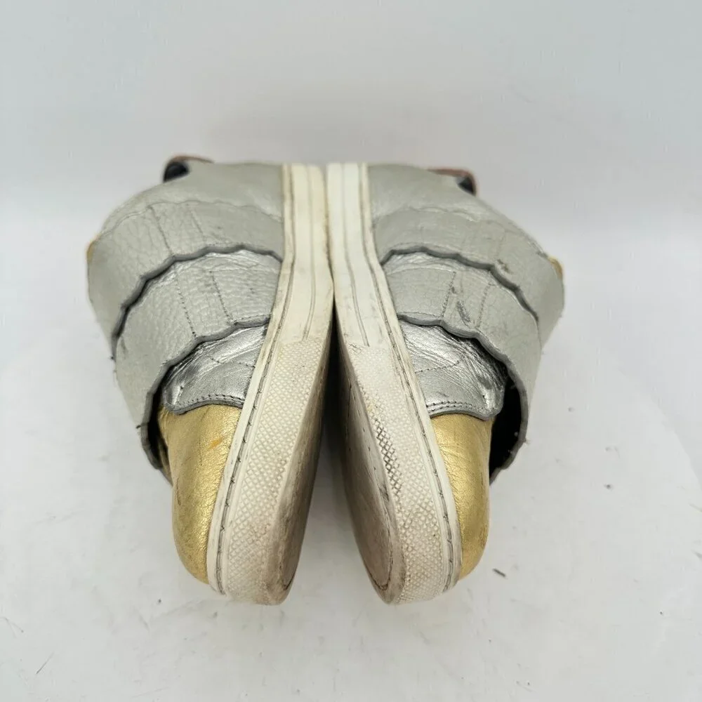 Fendi Women EU 36 US 6 Gold Silver Mixed Leather Low Top Shoes Sneakers